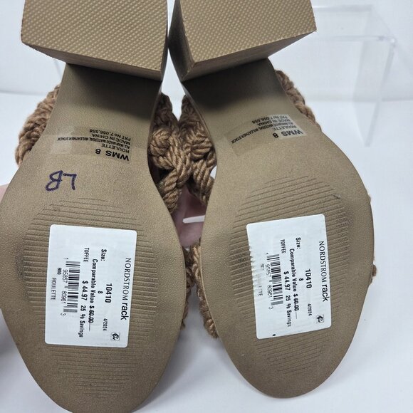 Dolce Vita Womens 8 Sandals Block Heel Brown Raffia Roulette Yarn Crochet Knit - Picture 7 of 7